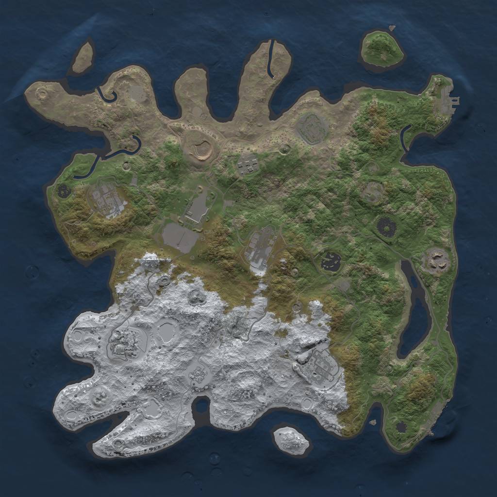 Rust Map: Procedural Map, Size: 3800, Seed: 6429356, 19 Monuments
