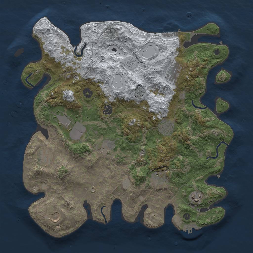 Rust Map: Procedural Map, Size: 3800, Seed: 2724453, 20 Monuments