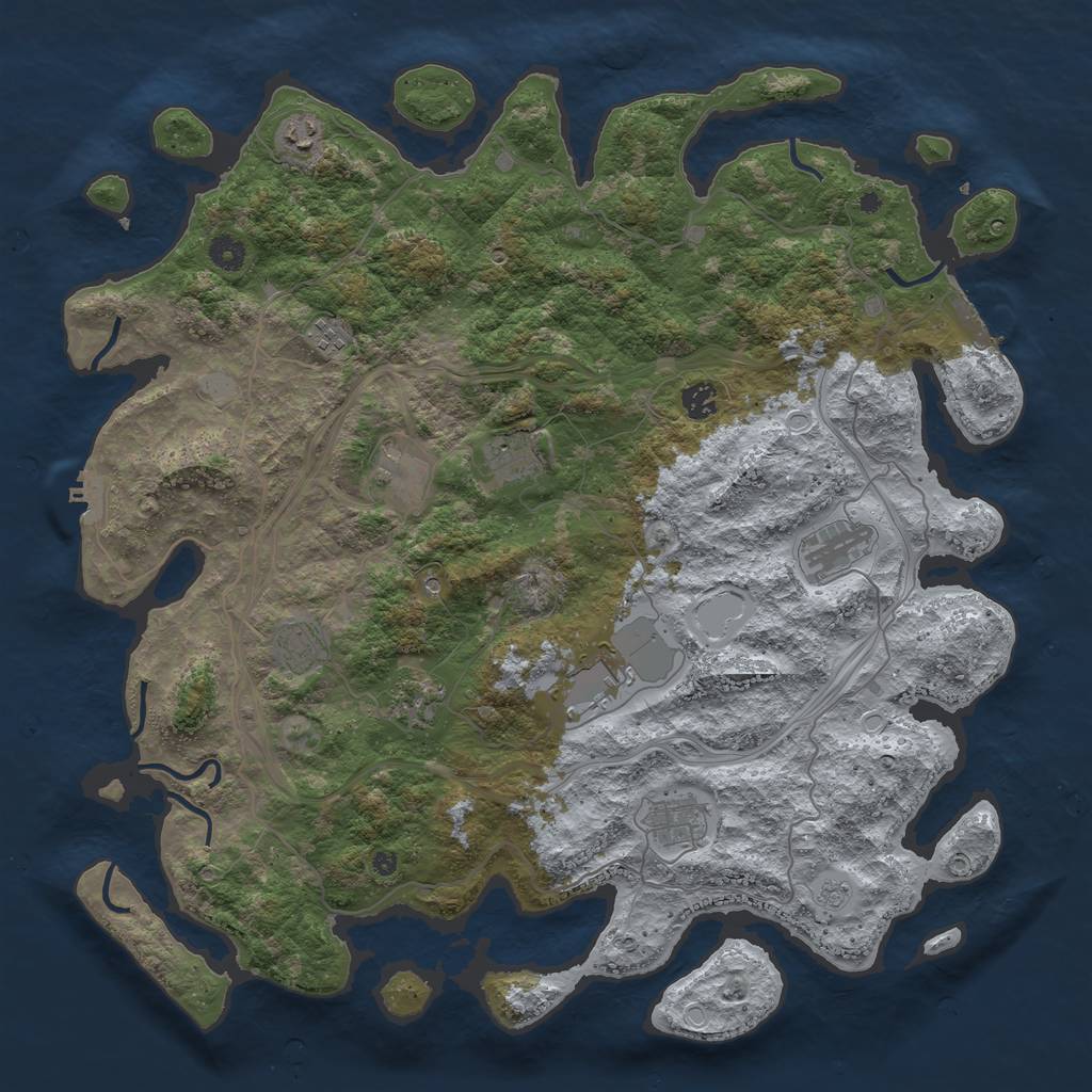 Rust Map: Procedural Map, Size: 4500, Seed: 1291343, 19 Monuments