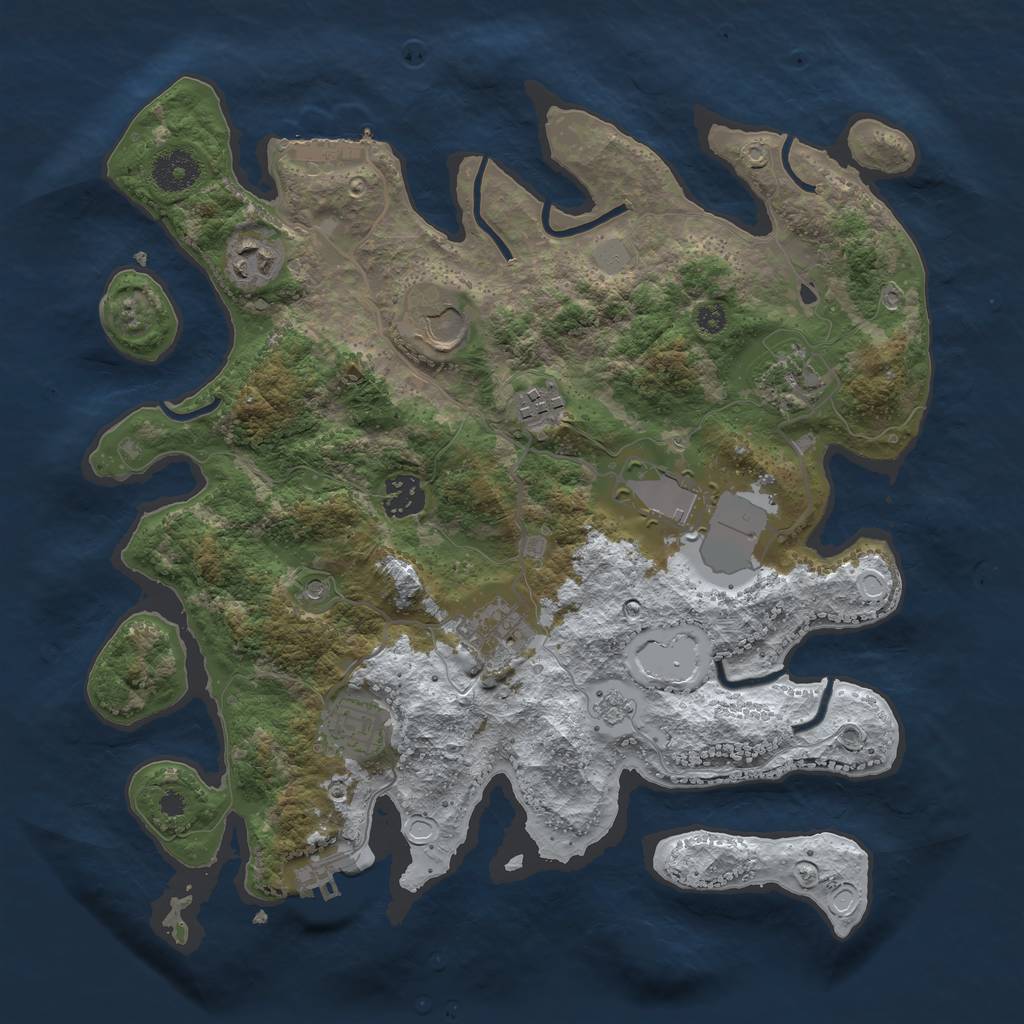 Rust Map: Procedural Map, Size: 3500, Seed: 5461422, 17 Monuments