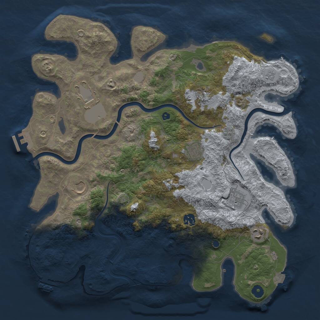 Rust Map: Procedural Map, Size: 3950, Seed: 1031489353, 14 Monuments