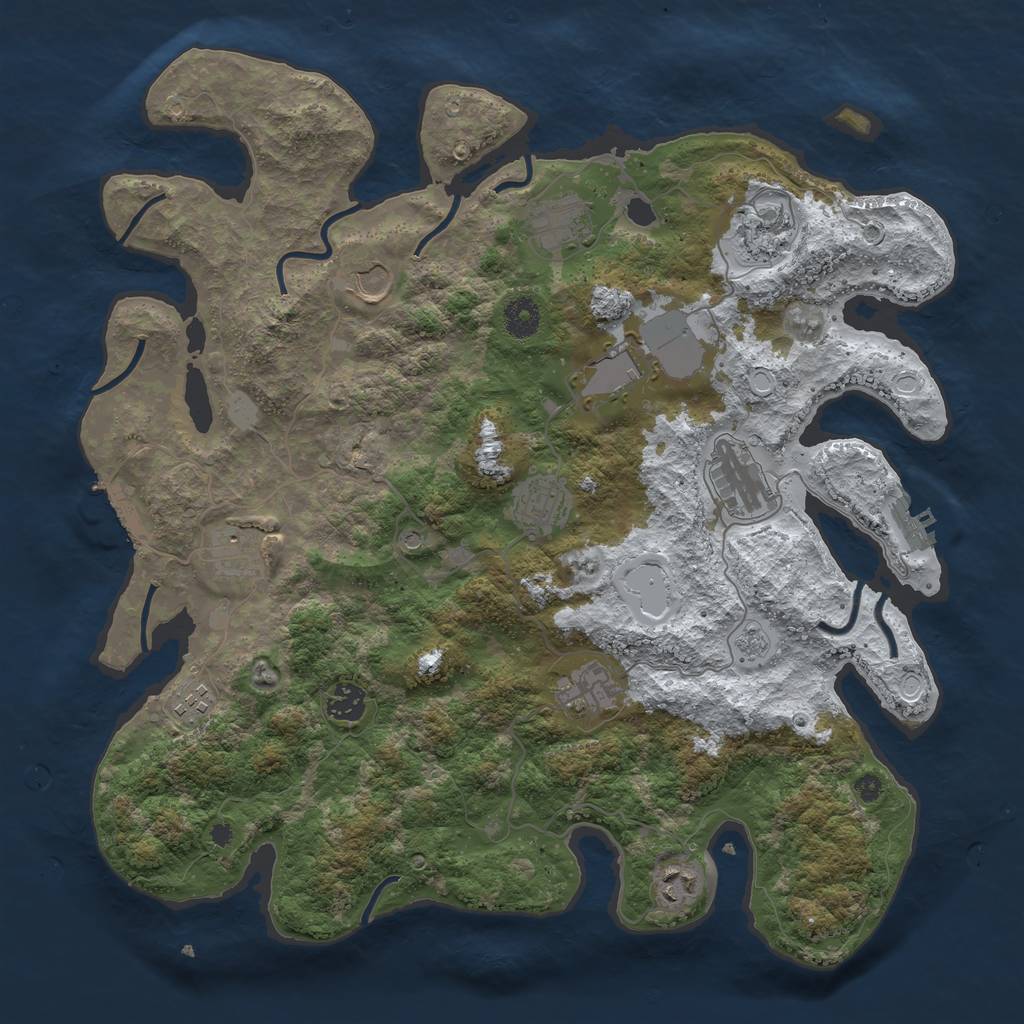 Rust Map: Procedural Map, Size: 3950, Seed: 1031489353, 20 Monuments