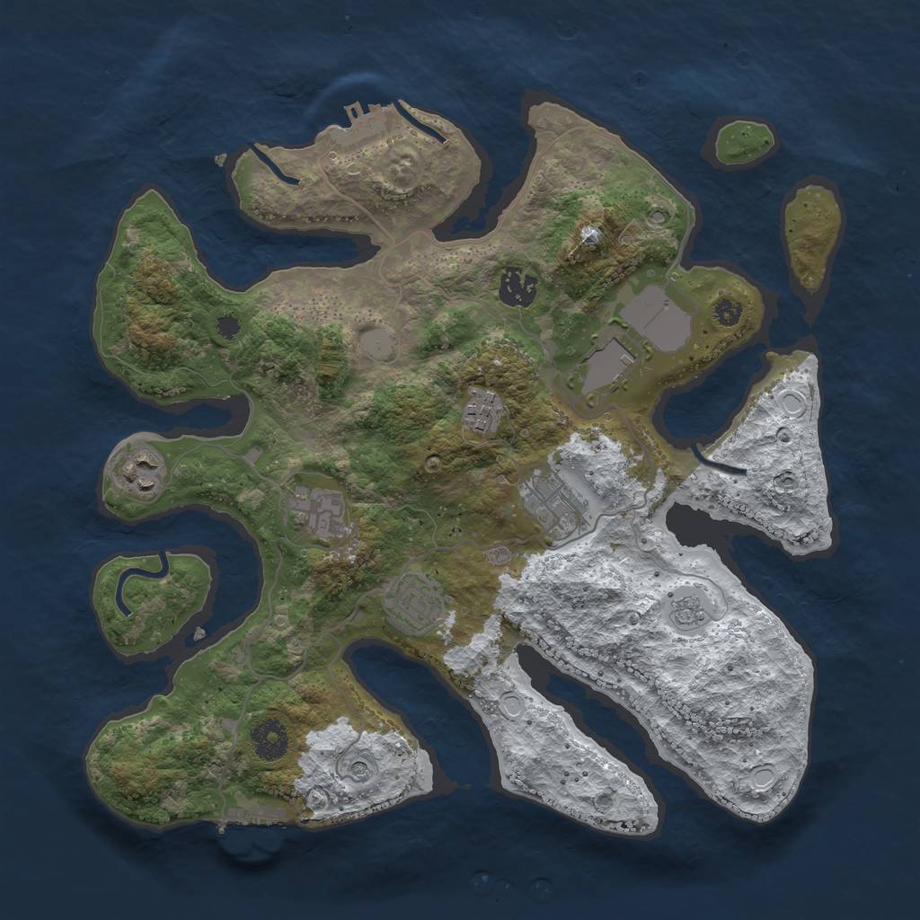 Rust Map: Procedural Map, Size: 3500, Seed: 2823462, 16 Monuments
