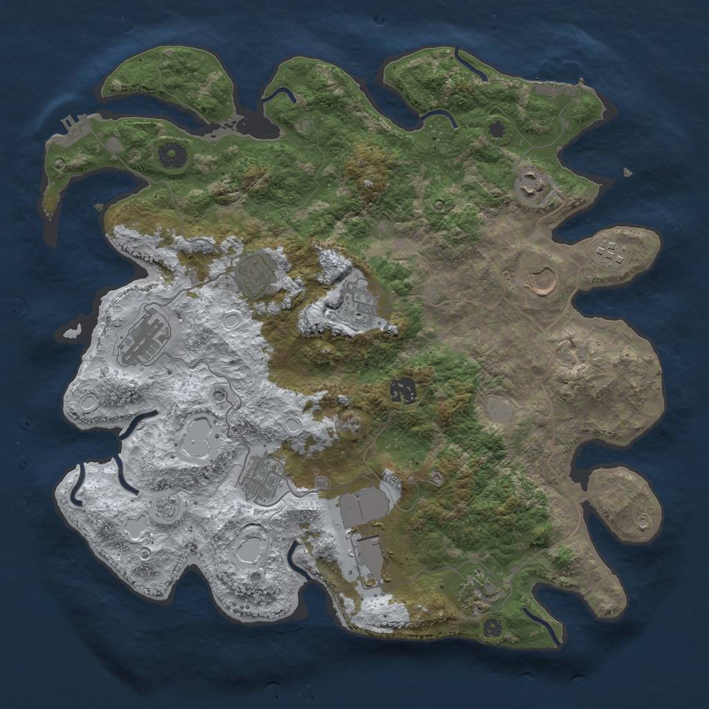 Rust Map: Procedural Map, Size: 3800, Seed: 6174262, 19 Monuments