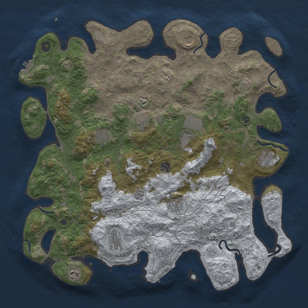 Rust Map: Procedural Map, Size: 4500, Seed: 4597510, 19 Monuments