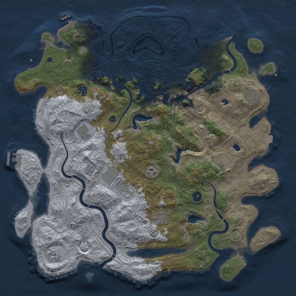 Rust Map: Procedural Map, Size: 4500, Seed: 2852638, 16 Monuments