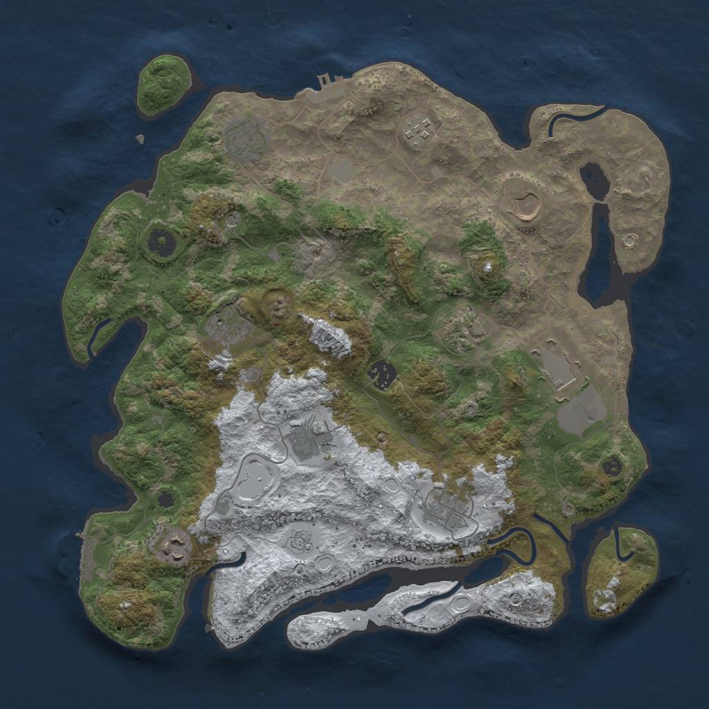 Rust Map: Procedural Map, Size: 3800, Seed: 4620179, 19 Monuments