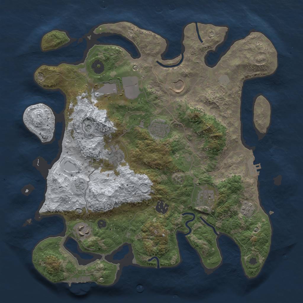 Rust Map: Procedural Map, Size: 3500, Seed: 4216251, 17 Monuments