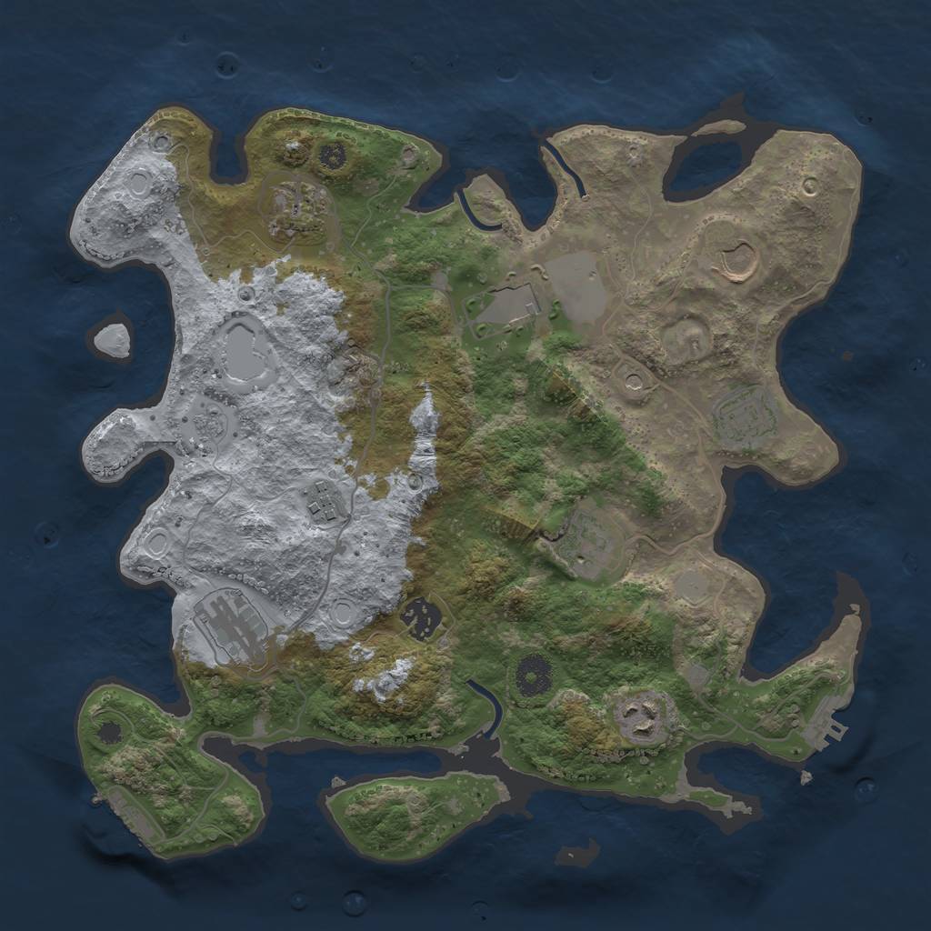 Rust Map: Procedural Map, Size: 3500, Seed: 1773295, 18 Monuments
