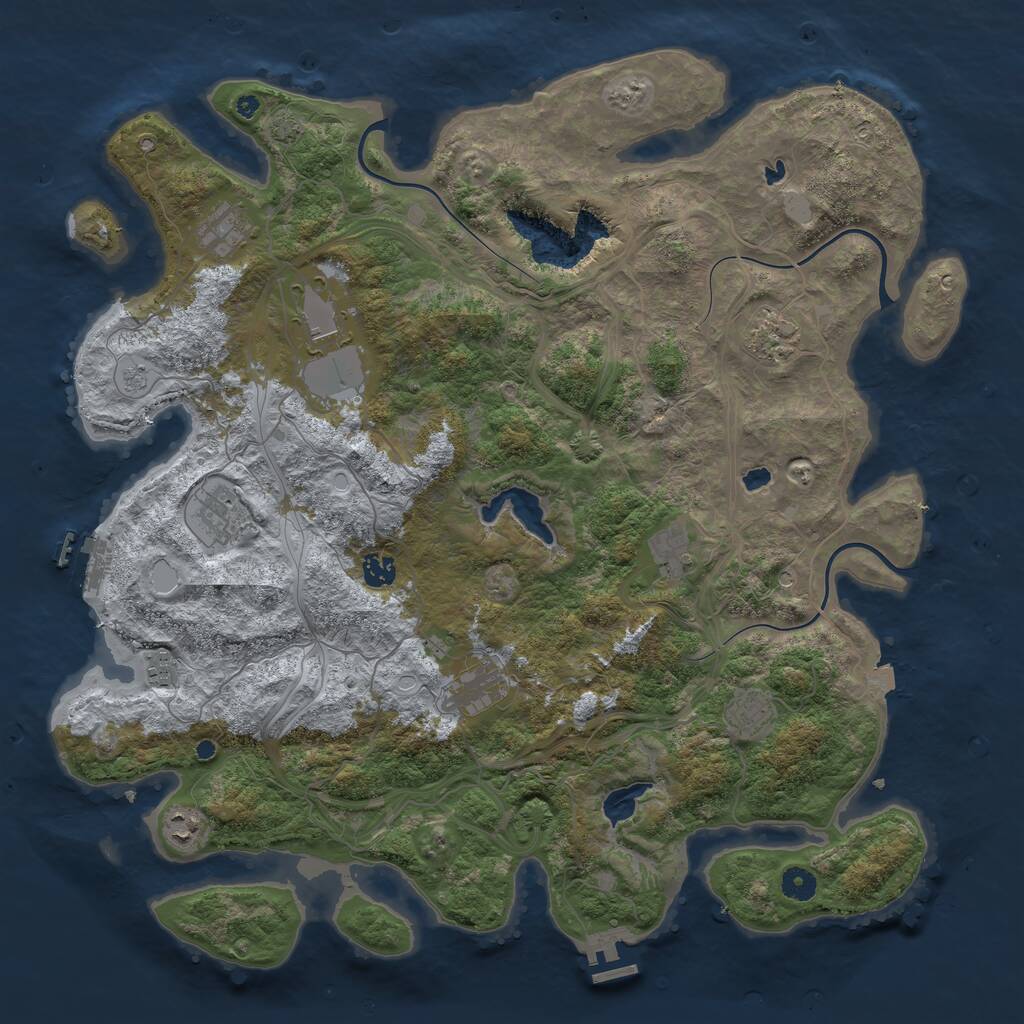 Rust Map: Procedural Map, Size: 4500, Seed: 1400053, 16 Monuments