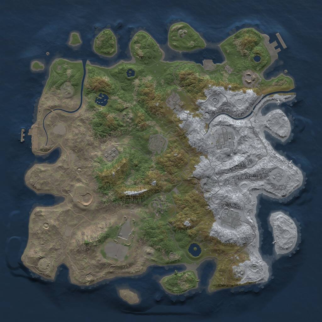 Rust Map: Procedural Map, Size: 3800, Seed: 1957439, 16 Monuments