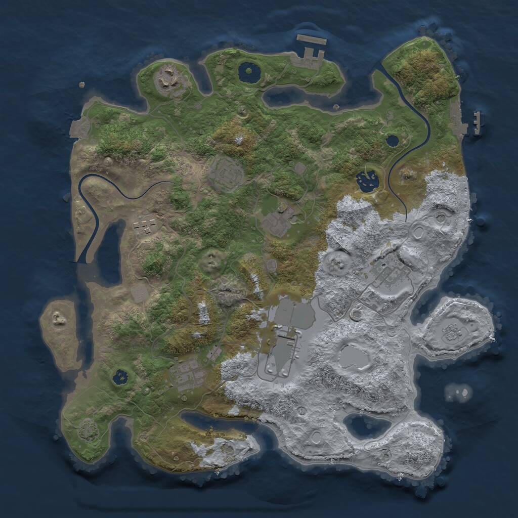 Rust Map: Procedural Map, Size: 3500, Seed: 972790, 14 Monuments