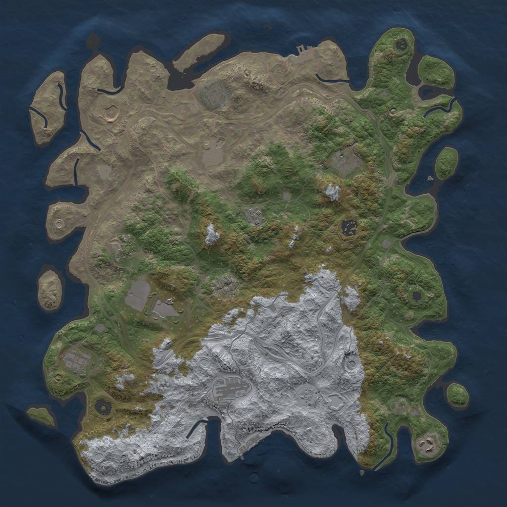 Rust Map: Procedural Map, Size: 4500, Seed: 4875052, 20 Monuments