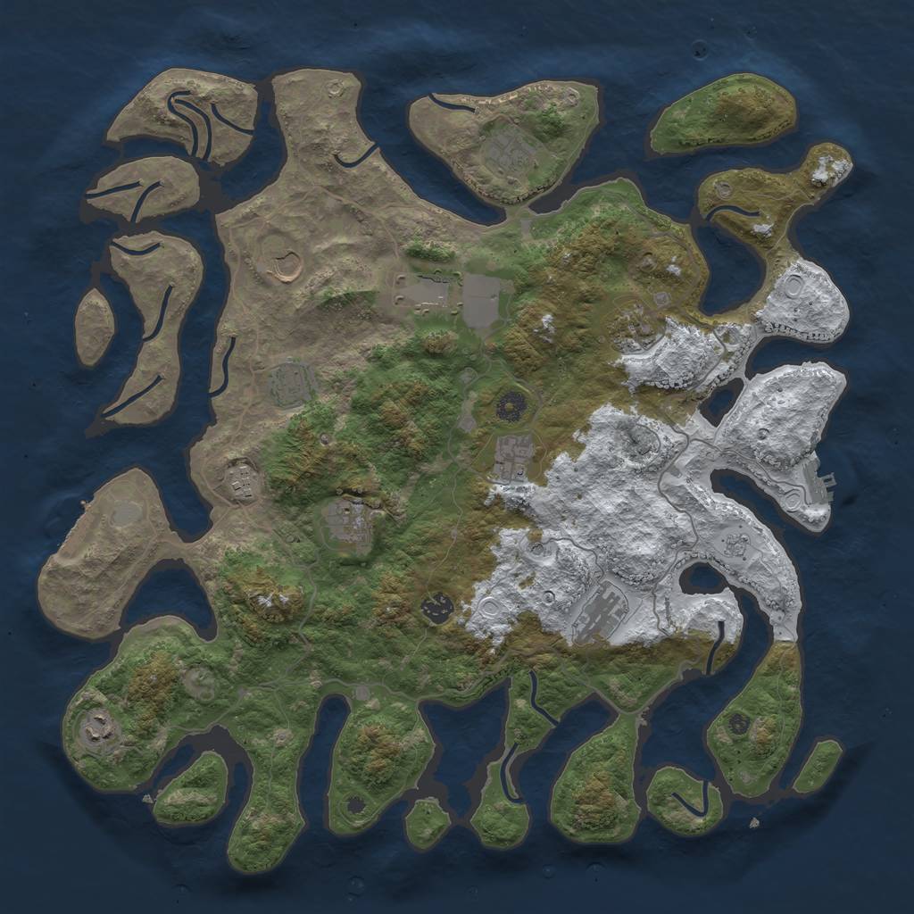 Rust Map: Procedural Map, Size: 4500, Seed: 2355710, 20 Monuments