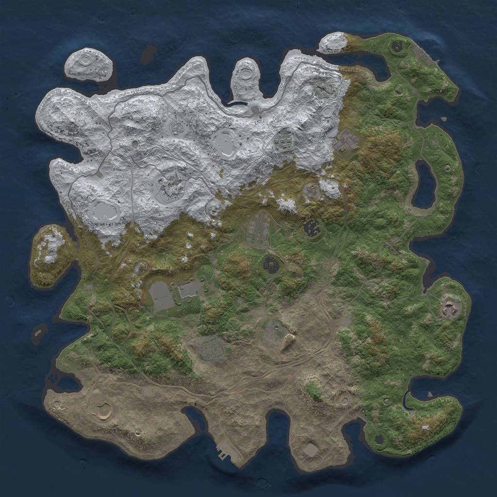 Rust Map: Procedural Map, Size: 4500, Seed: 4229718, 19 Monuments