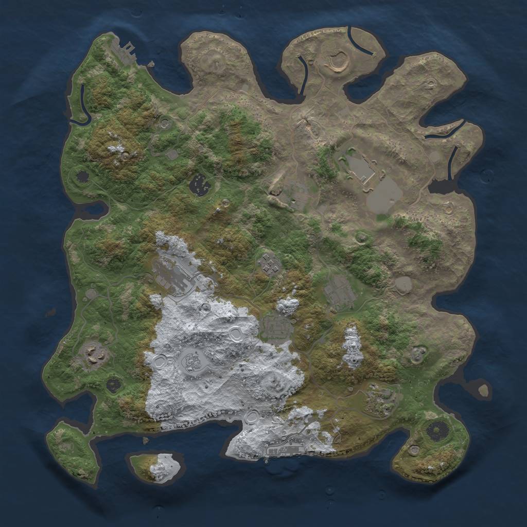 Rust Map: Procedural Map, Size: 3800, Seed: 3990260, 19 Monuments