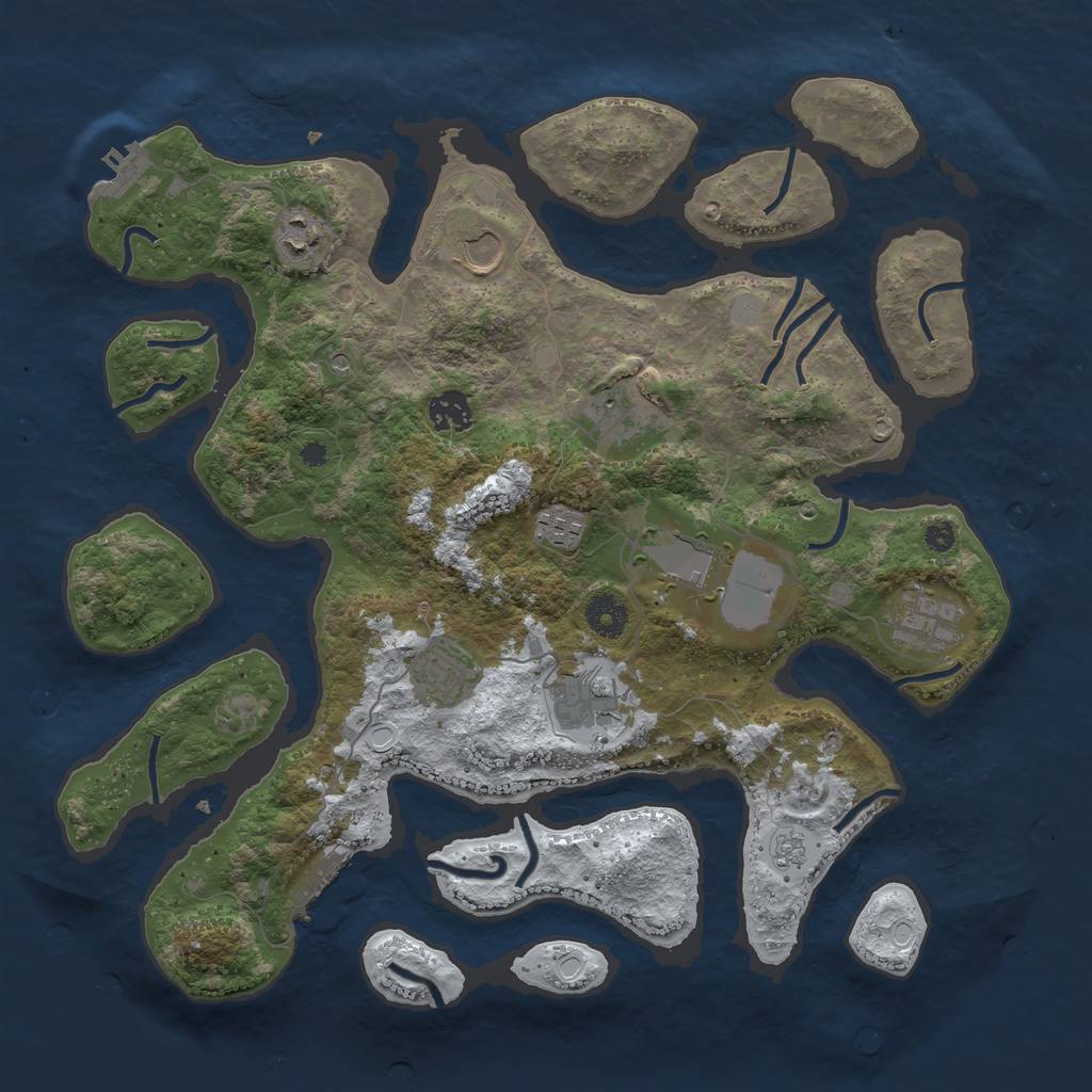 Rust Map: Procedural Map, Size: 3800, Seed: 3882099, 18 Monuments