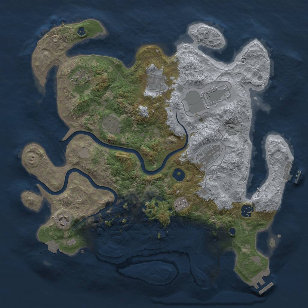 Rust Map: Procedural Map, Size: 3700, Seed: 5323575, 14 Monuments