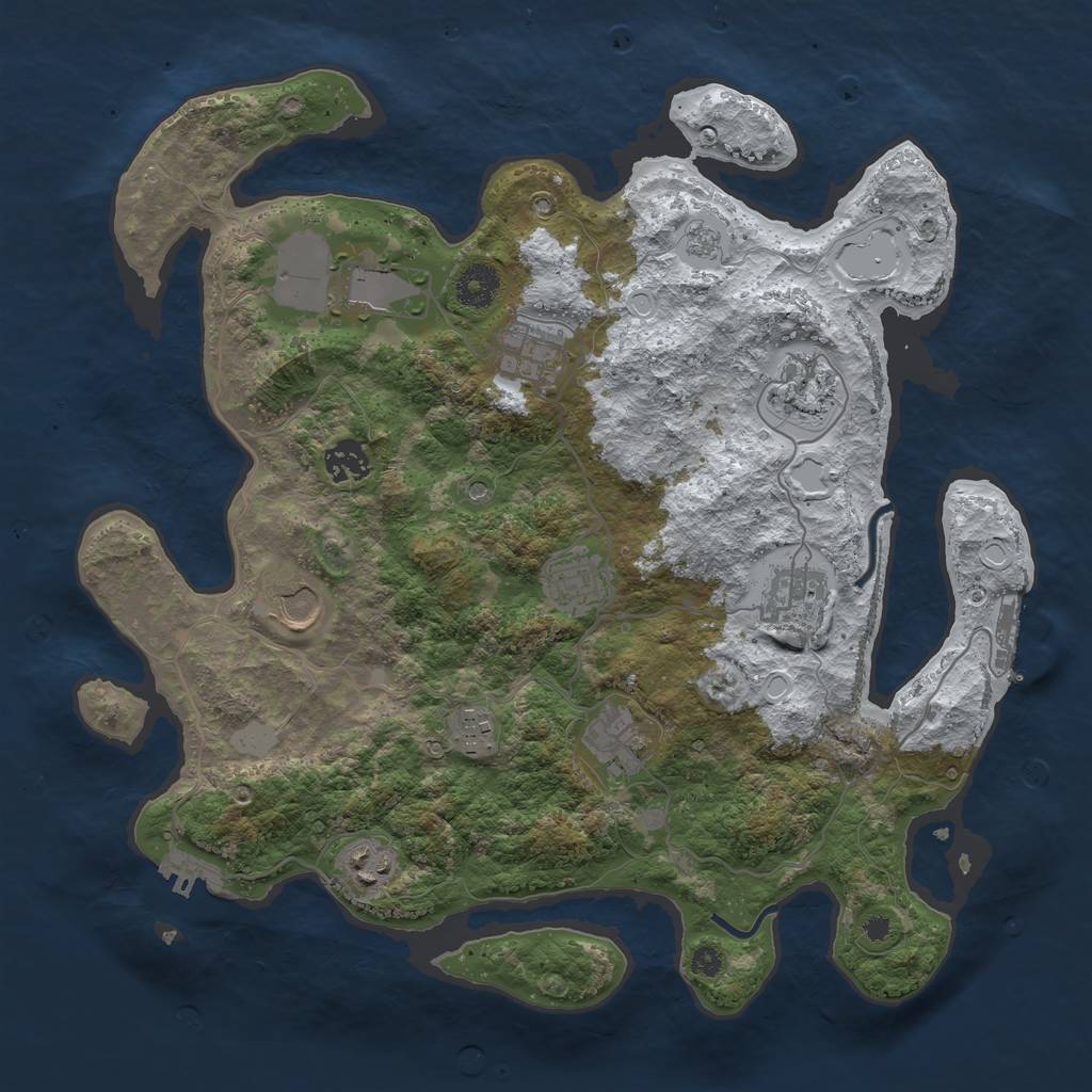Rust Map: Procedural Map, Size: 3700, Seed: 5323575, 19 Monuments