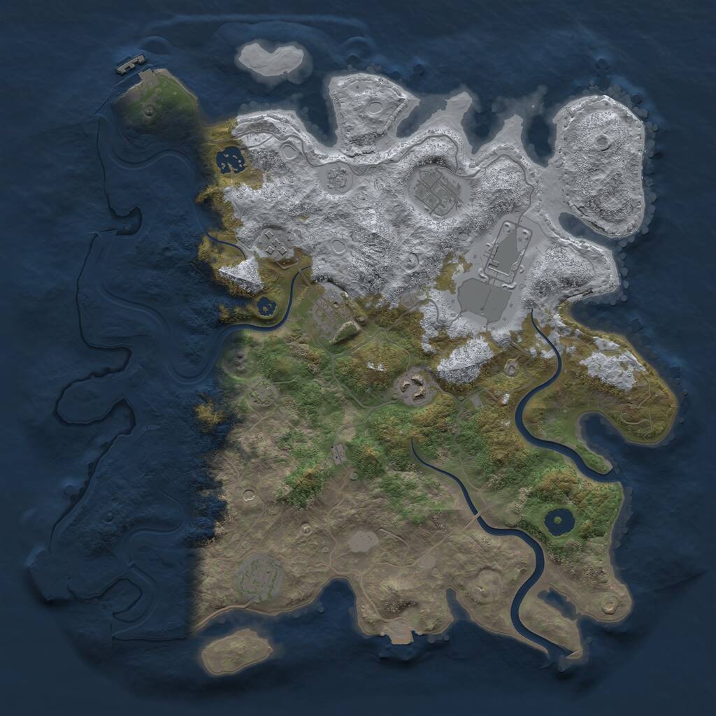 Rust Map: Procedural Map, Size: 3800, Seed: 3891191, 13 Monuments
