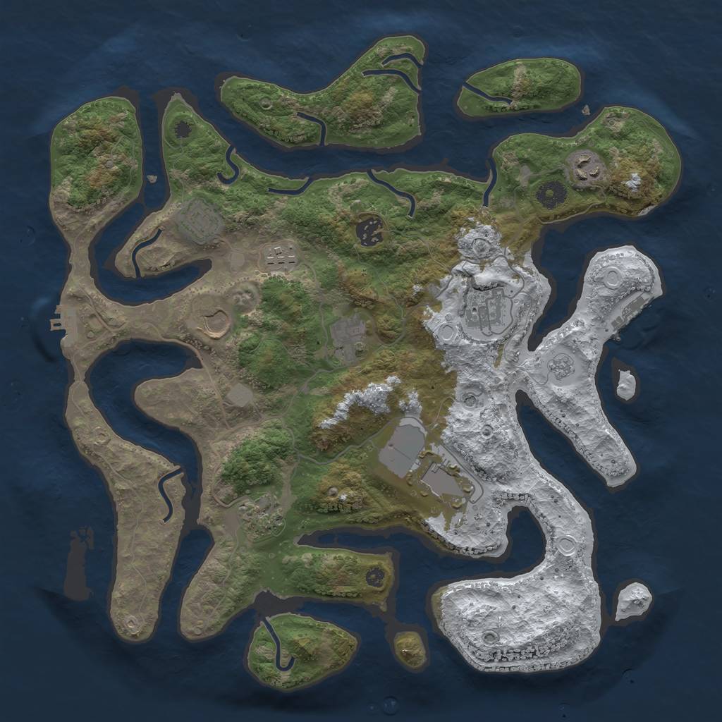 Rust Map: Procedural Map, Size: 3800, Seed: 3393129, 18 Monuments