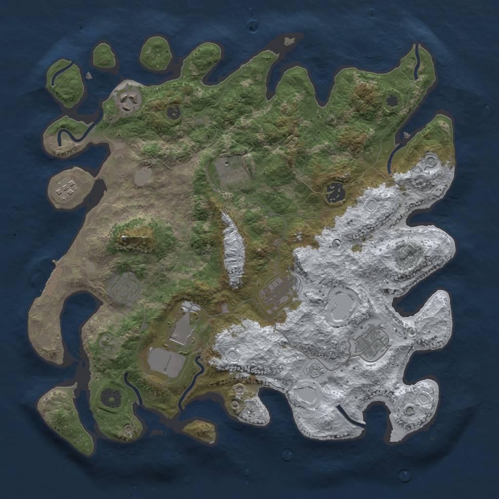 Rust Map: Procedural Map, Size: 3700, Seed: 4282310, 16 Monuments