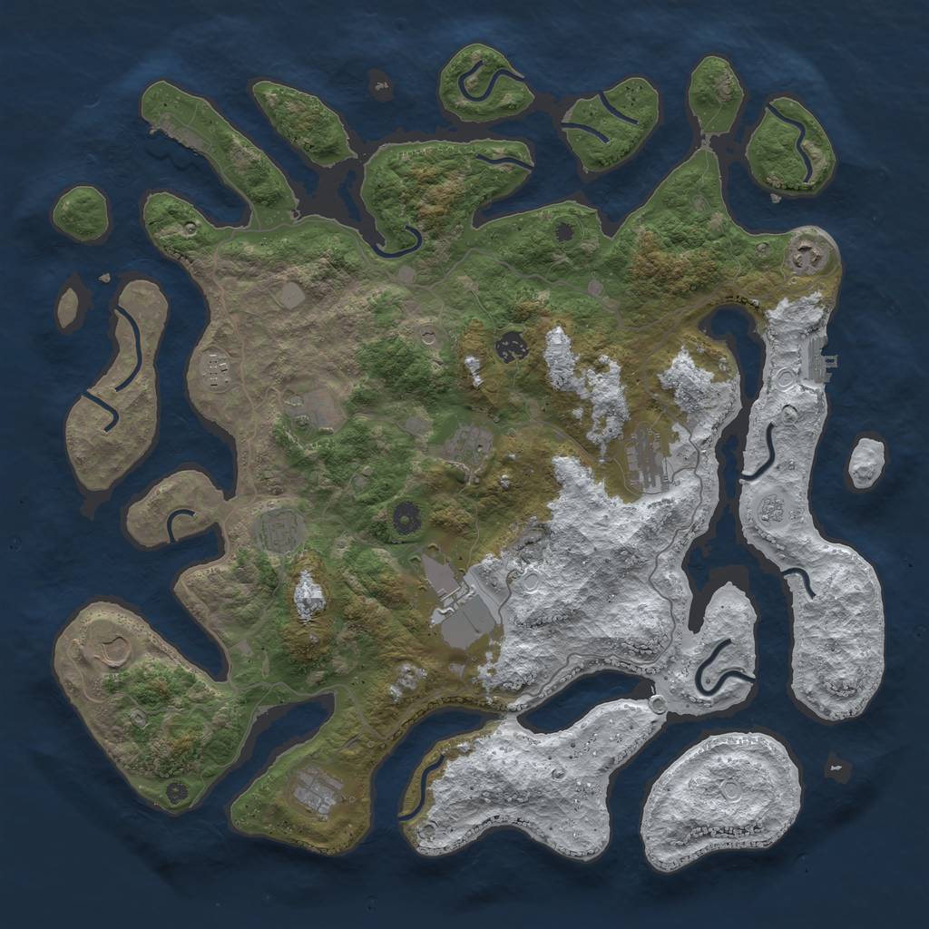 Rust Map: Procedural Map, Size: 4500, Seed: 2132686, 19 Monuments