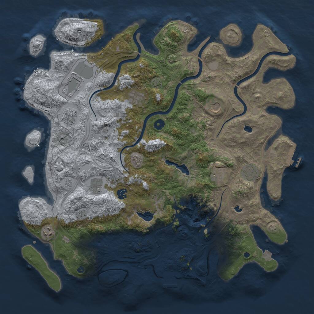 Rust Map: Procedural Map, Size: 4500, Seed: 3350800, 16 Monuments