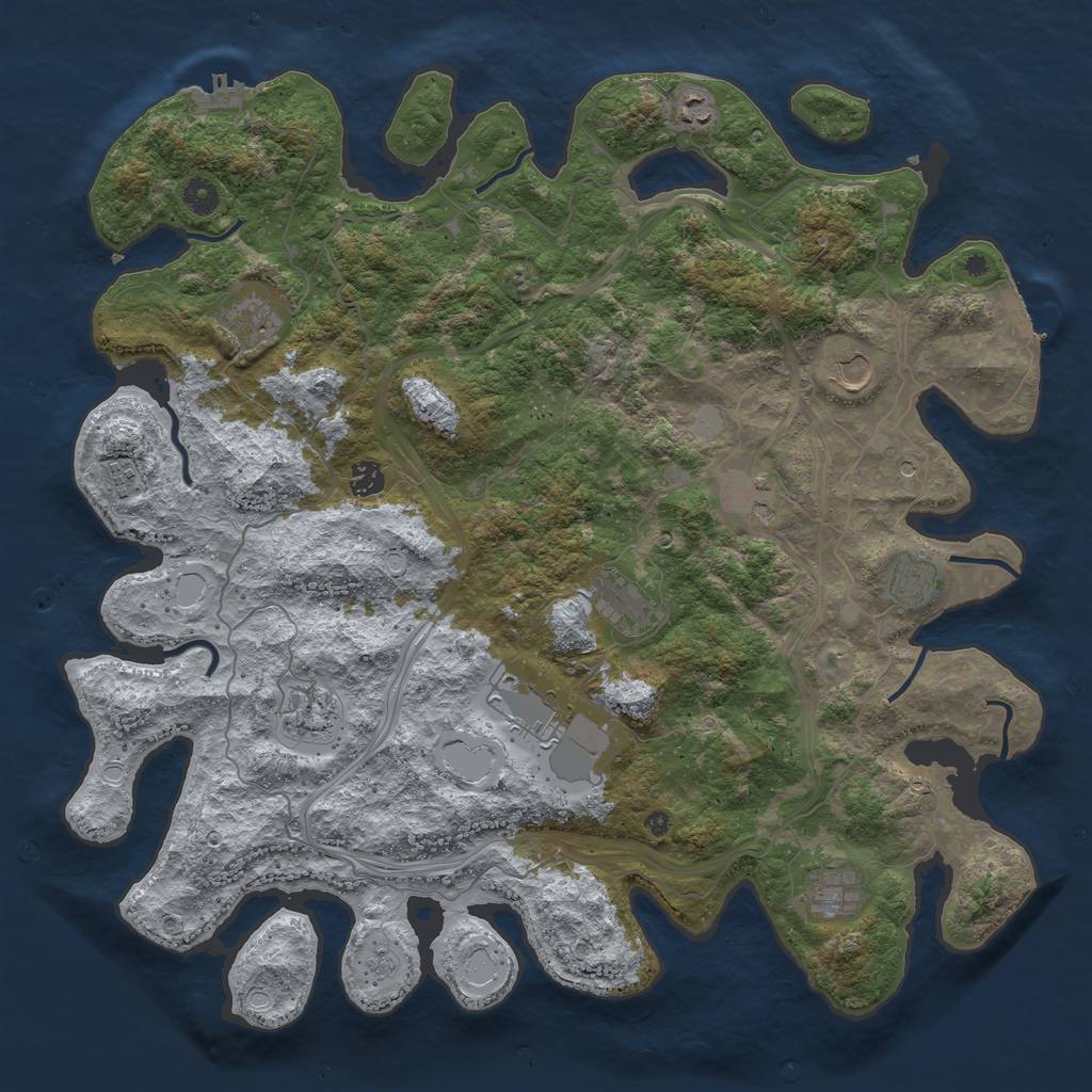 Rust Map: Procedural Map, Size: 4500, Seed: 4188015, 20 Monuments