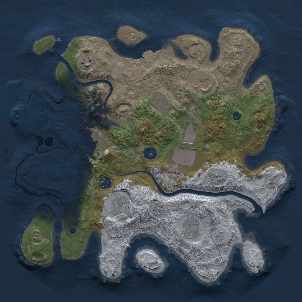 Rust Map: Procedural Map, Size: 3500, Seed: 5400051, 14 Monuments