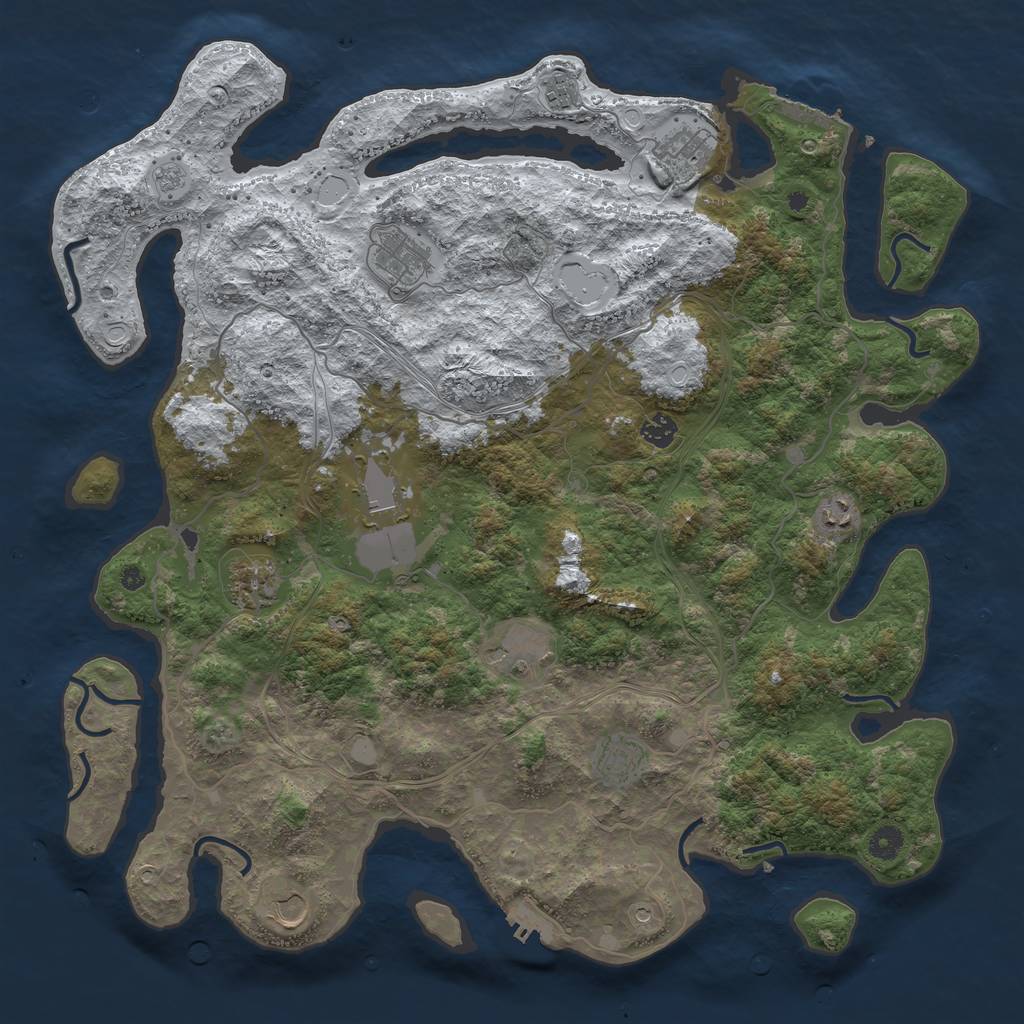 Rust Map: Procedural Map, Size: 4500, Seed: 3775676, 19 Monuments