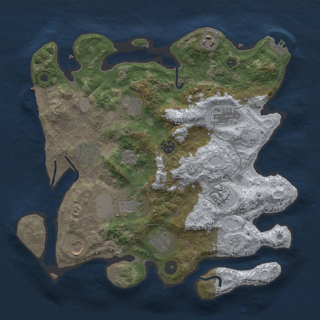Rust Map: Procedural Map, Size: 3500, Seed: 6075921, 19 Monuments