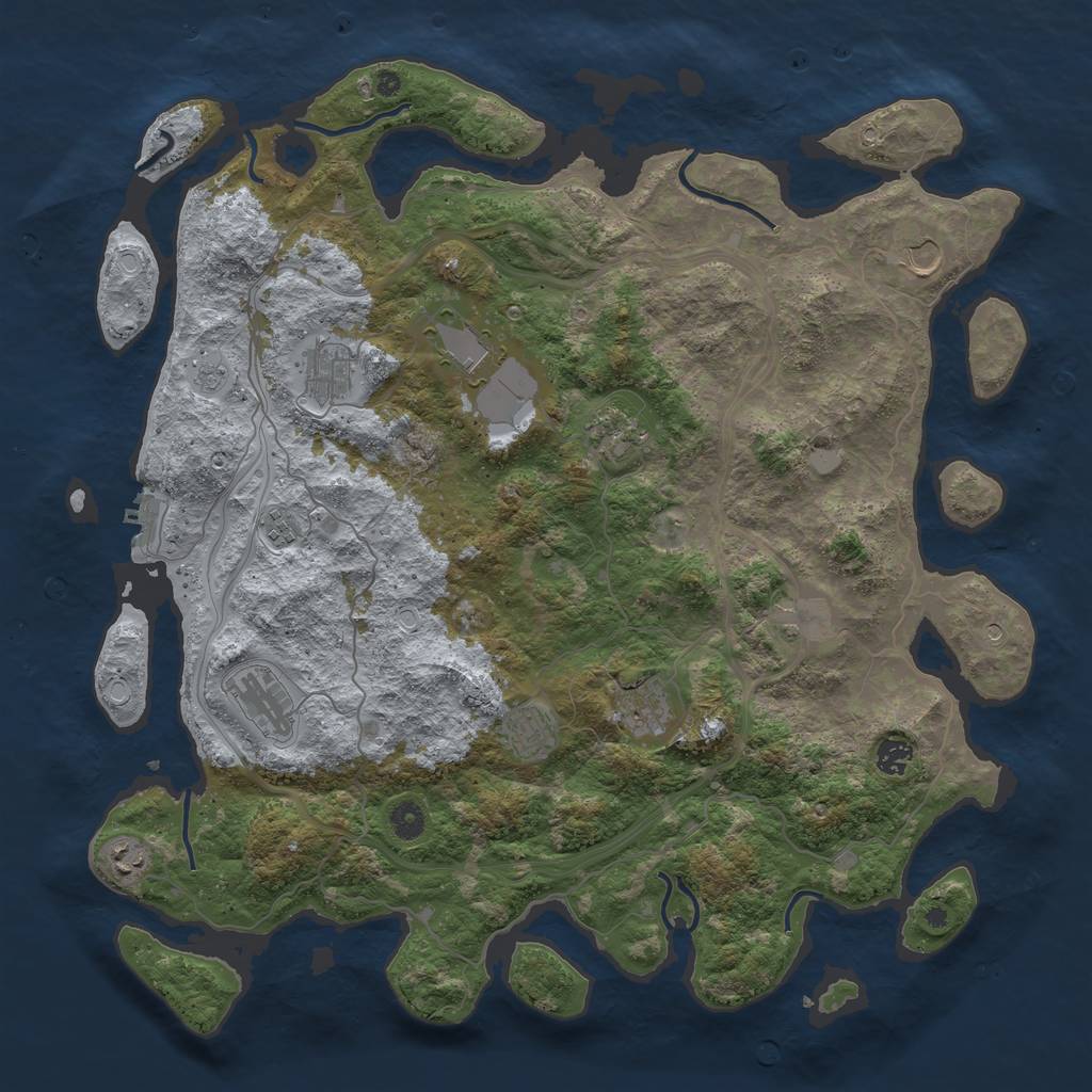 Rust Map: Procedural Map, Size: 4500, Seed: 843040, 17 Monuments