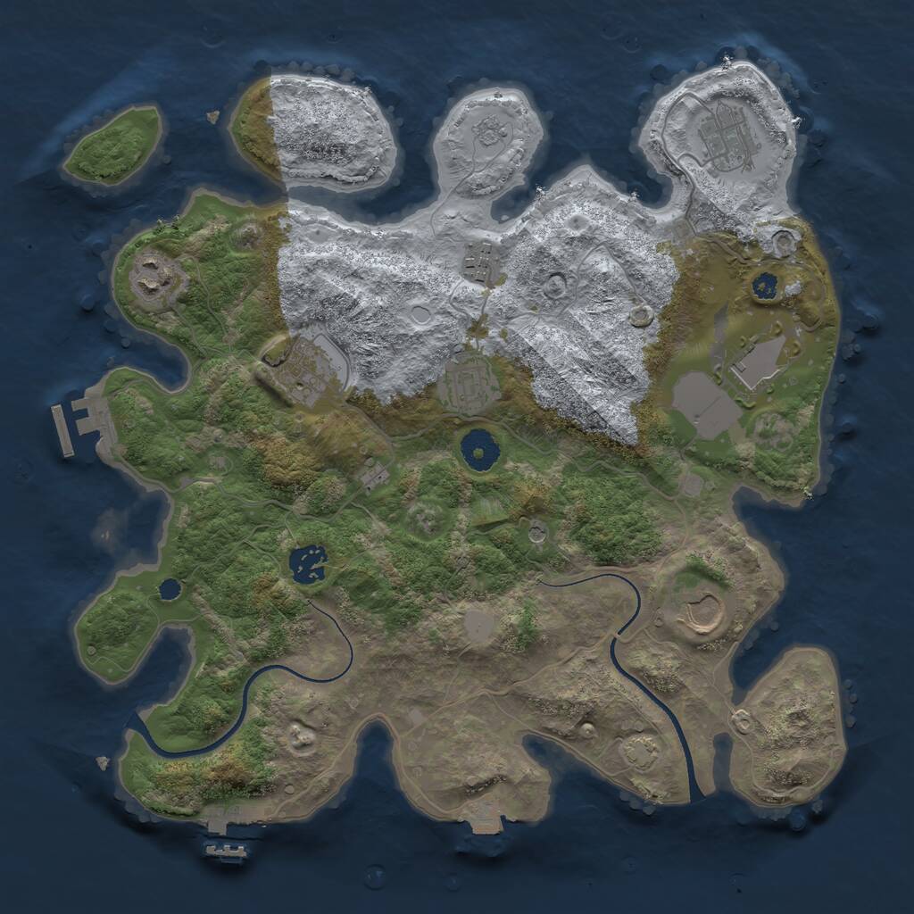 Rust Map: Procedural Map, Size: 3500, Seed: 598657, 14 Monuments