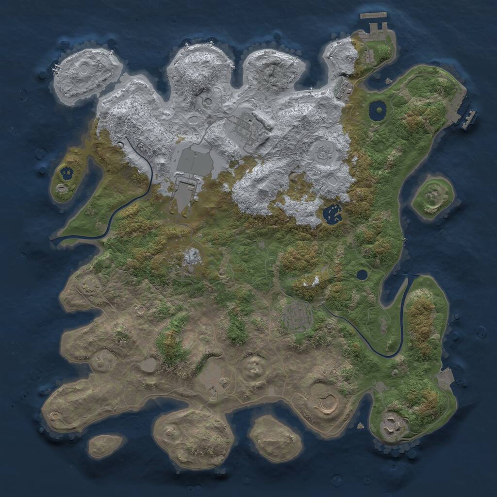 Rust Map: Procedural Map, Size: 3800, Seed: 2741097, 15 Monuments