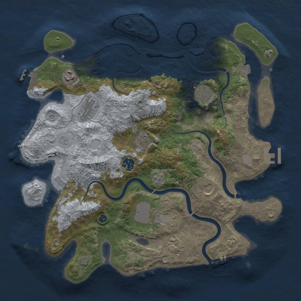 Rust Map: Procedural Map, Size: 3800, Seed: 1398681, 15 Monuments