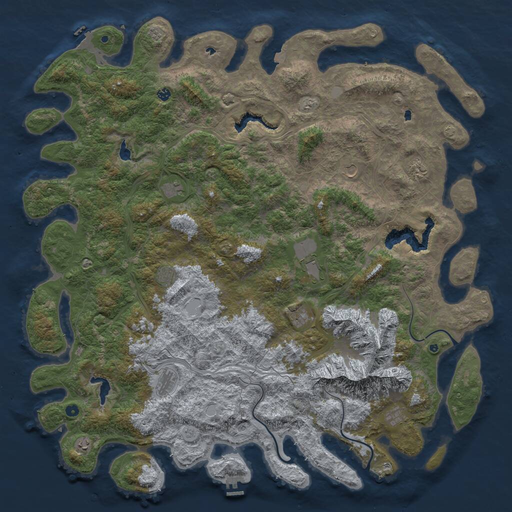 Rust Map: Procedural Map, Size: 6000, Seed: 428405871, 17 Monuments