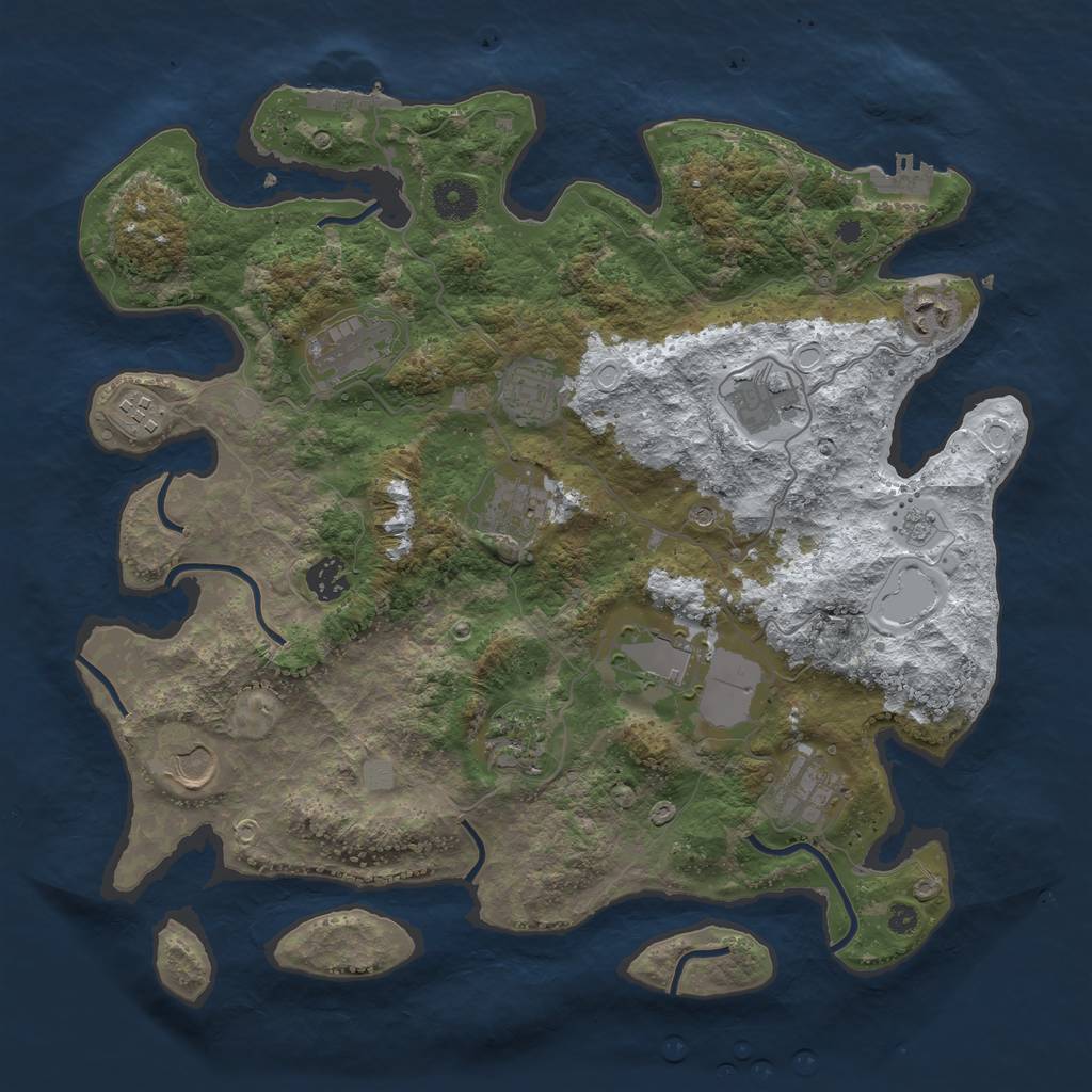 Rust Map: Procedural Map, Size: 3800, Seed: 4009890, 20 Monuments