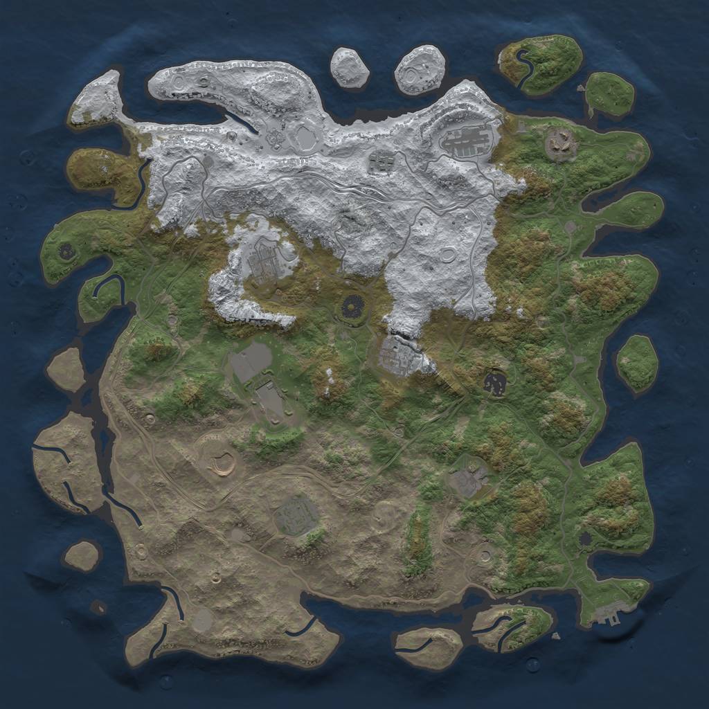 Rust Map: Procedural Map, Size: 4500, Seed: 505800, 18 Monuments