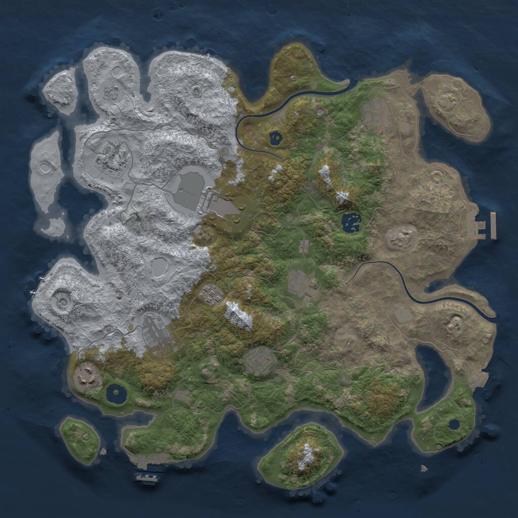 Rust Map: Procedural Map, Size: 3800, Seed: 3034006, 15 Monuments