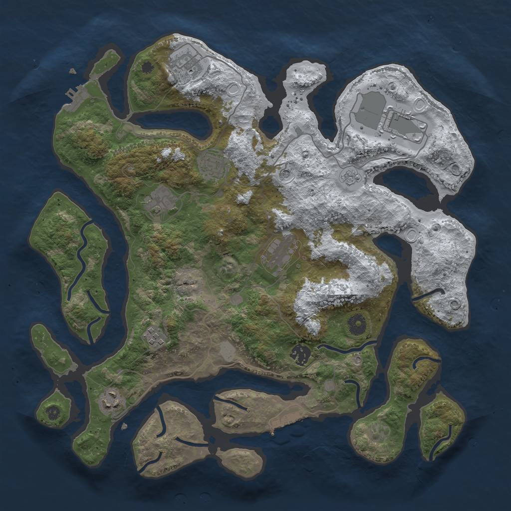 Rust Map: Procedural Map, Size: 3800, Seed: 4062076, 17 Monuments