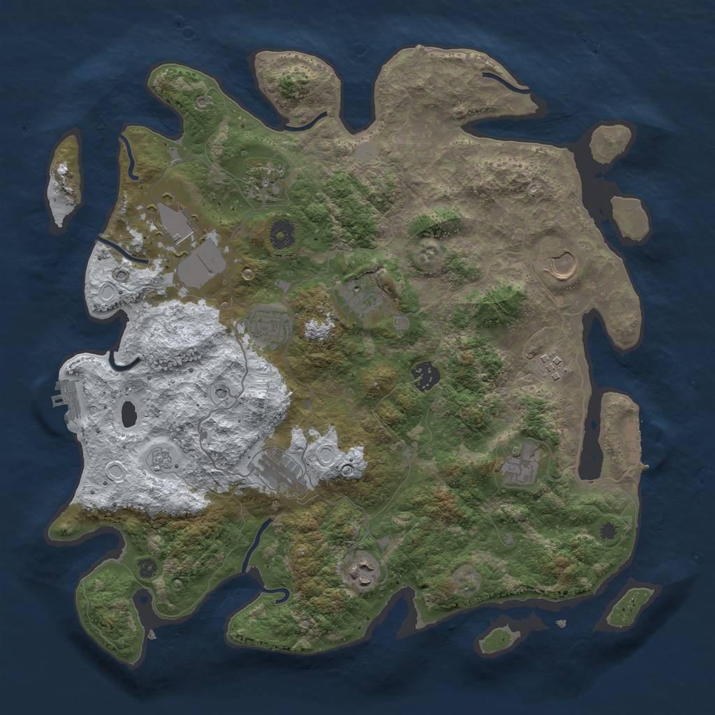 Rust Map: Procedural Map, Size: 3800, Seed: 107110, 19 Monuments