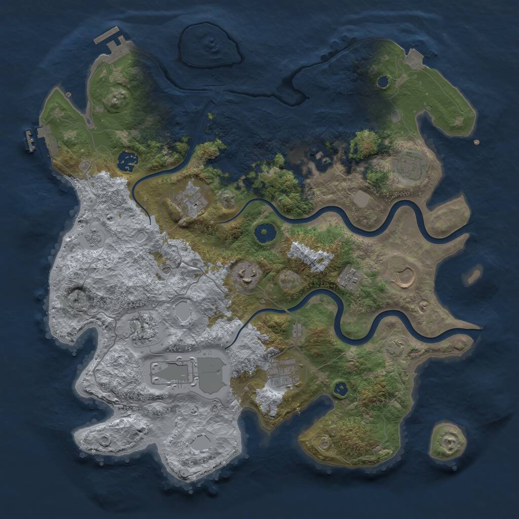 Rust Map: Procedural Map, Size: 3800, Seed: 2425847, 16 Monuments