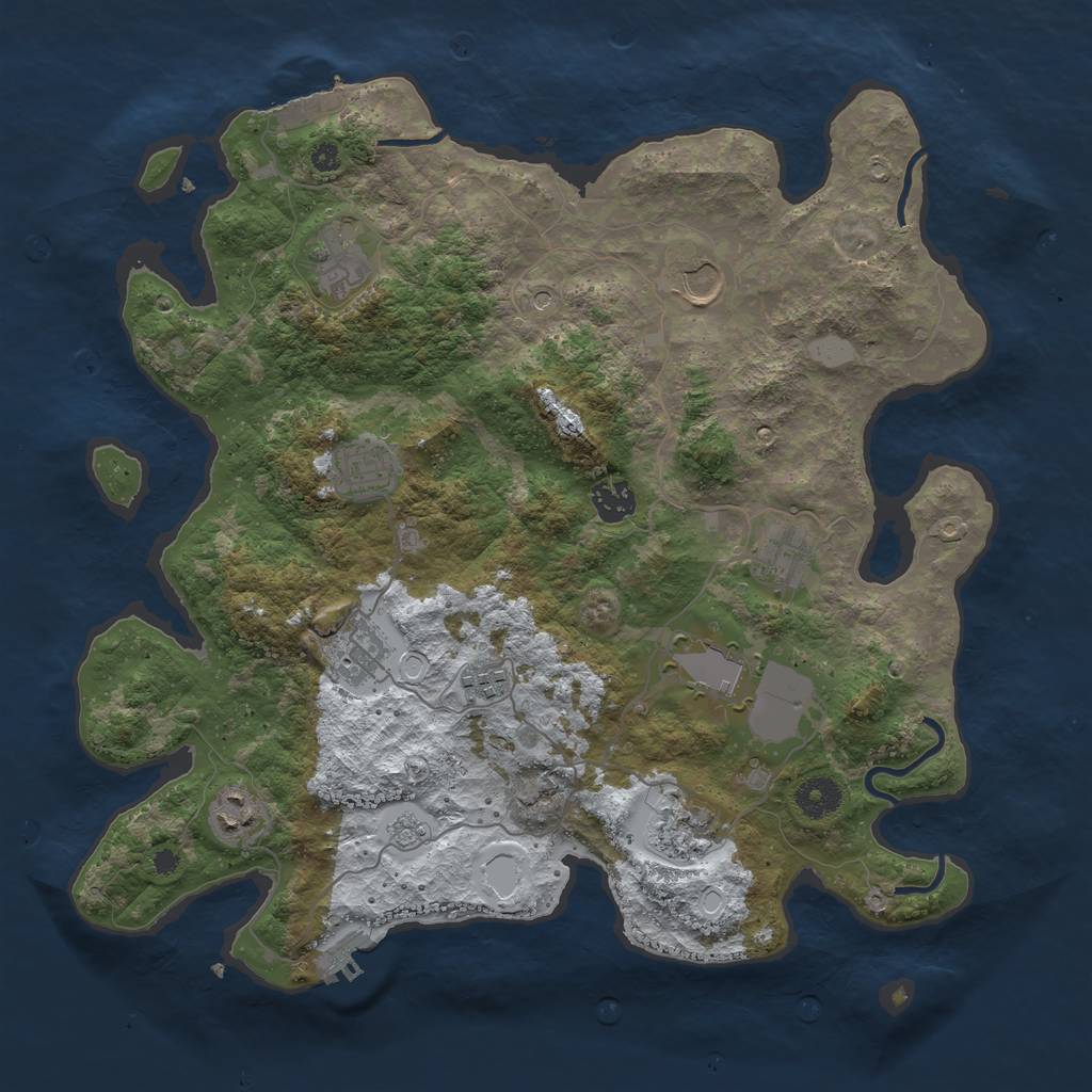 Rust Map: Procedural Map, Size: 3800, Seed: 5559439, 19 Monuments