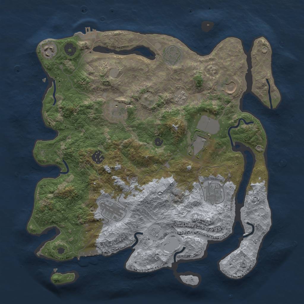 Rust Map: Procedural Map, Size: 3700, Seed: 2534005, 18 Monuments