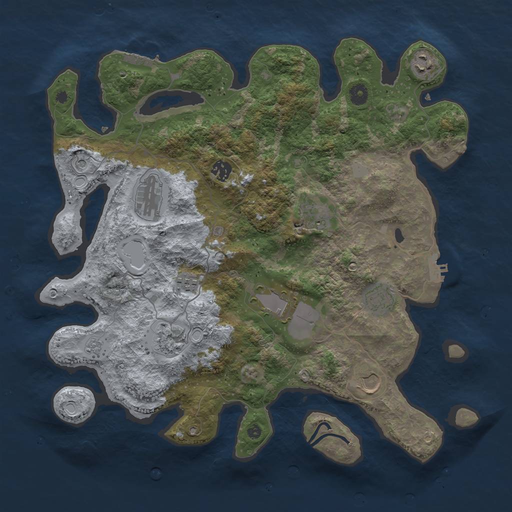 Rust Map: Procedural Map, Size: 3800, Seed: 6396234, 18 Monuments