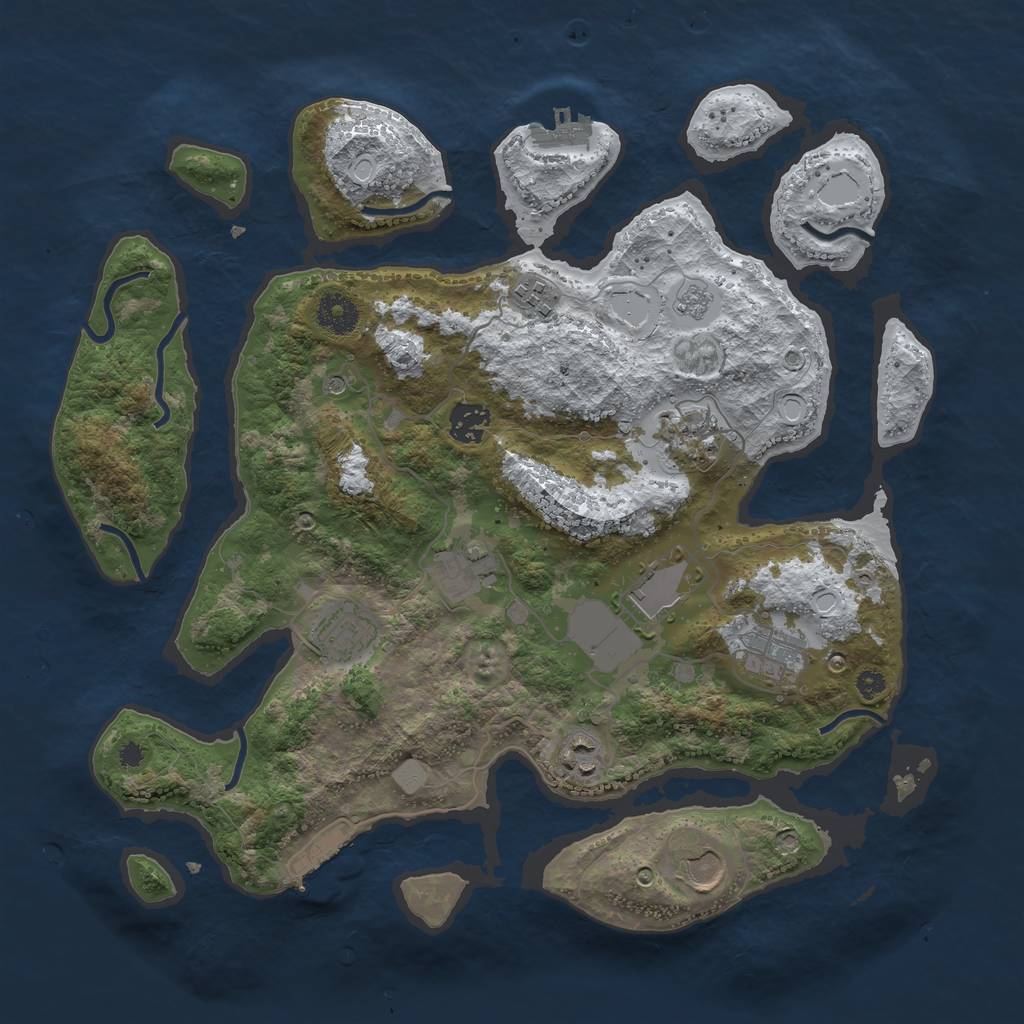 Rust Map: Procedural Map, Size: 3700, Seed: 6280390, 18 Monuments