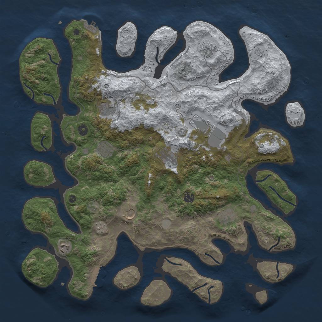 Rust Map: Procedural Map, Size: 4500, Seed: 3290803, 19 Monuments