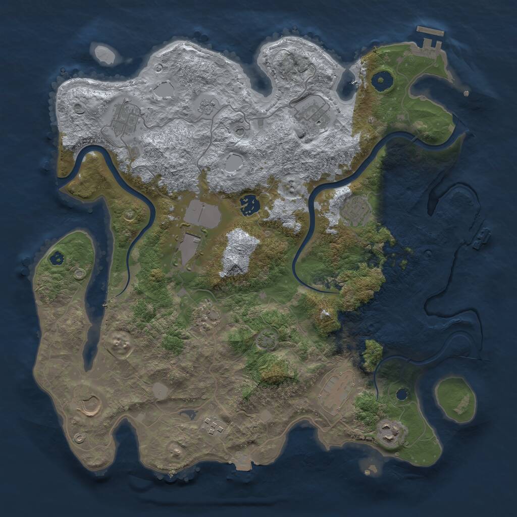 Rust Map: Procedural Map, Size: 3800, Seed: 852327, 16 Monuments