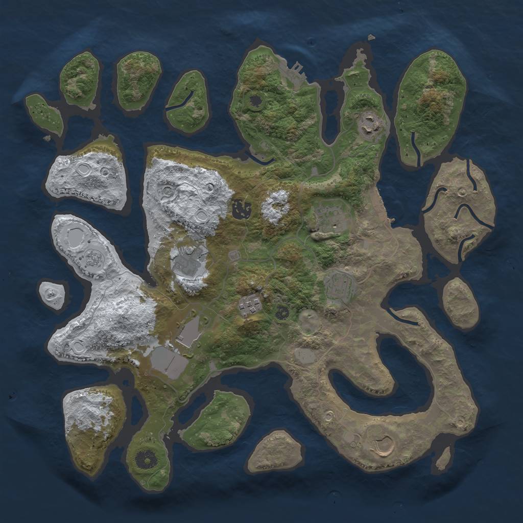 Rust Map: Procedural Map, Size: 3800, Seed: 4122806, 17 Monuments